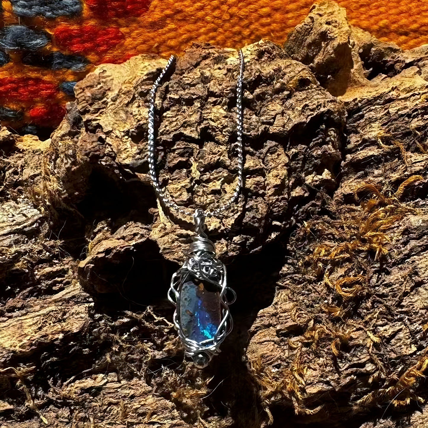 The Energy of Mother-of-Pebble Opal Mini Steel Pendant Necklace