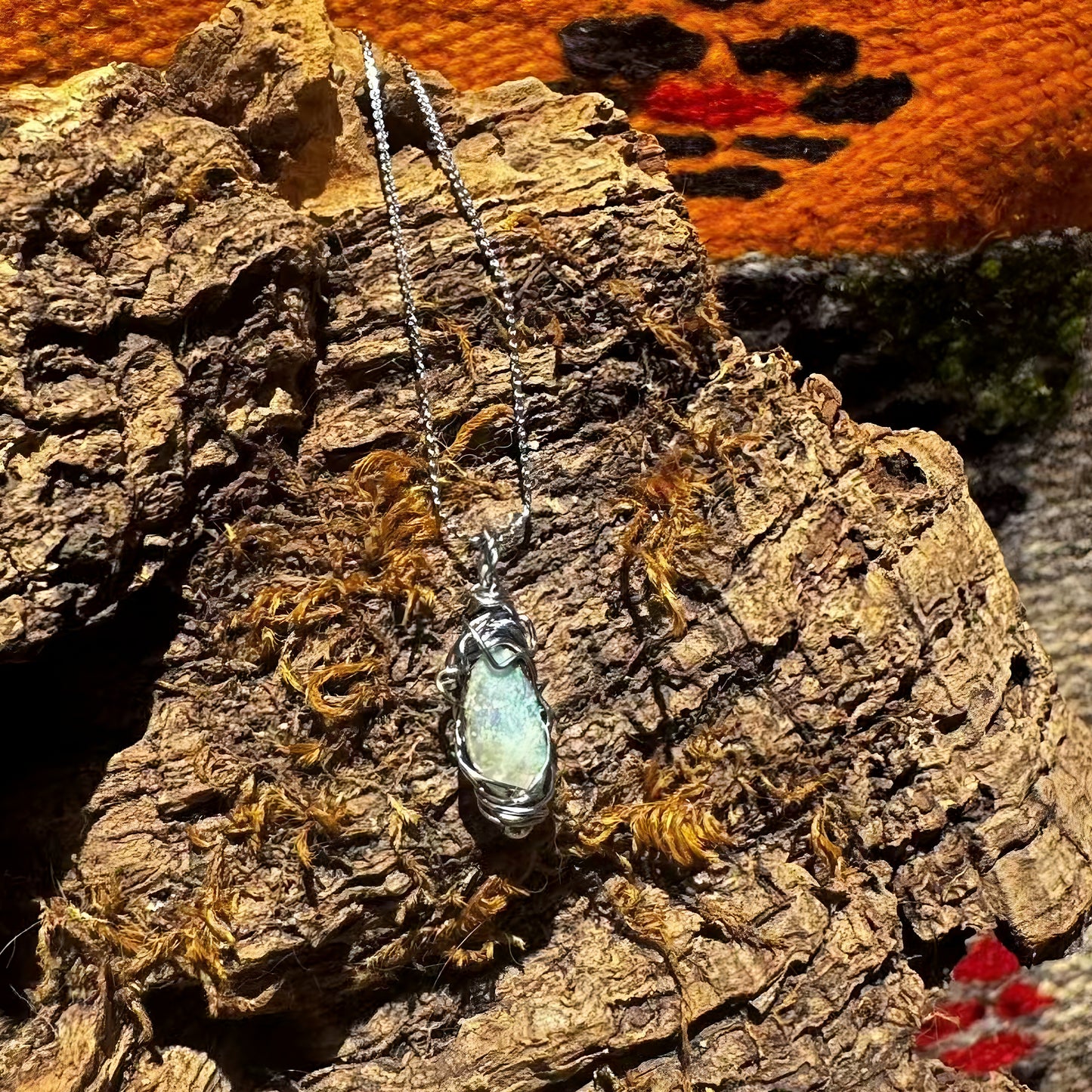 The Energy of Mother-of-Pebble Opal Mini Steel Pendant Necklace