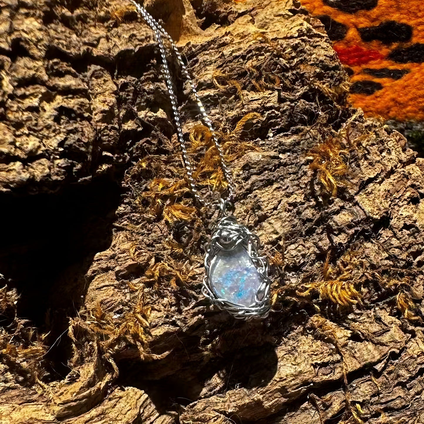 The Energy of Mother-of-Pebble Opal Mini Steel Pendant Necklace