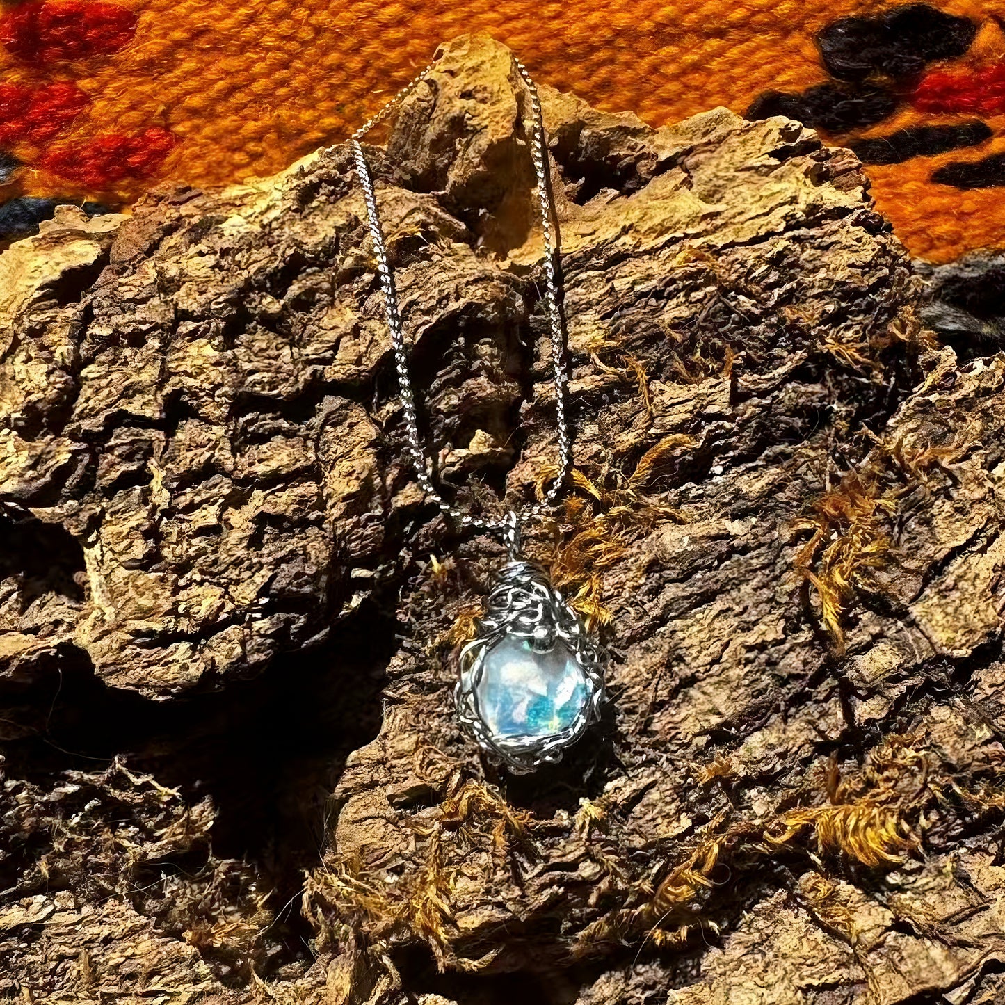 The Energy of Mother-of-Pebble Opal Mini Steel Pendant Necklace