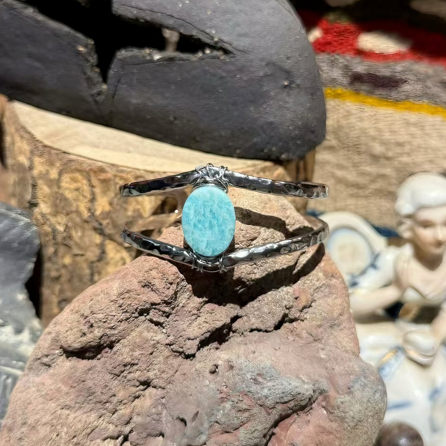 Find Your Way – Amazonite Steel Bangle