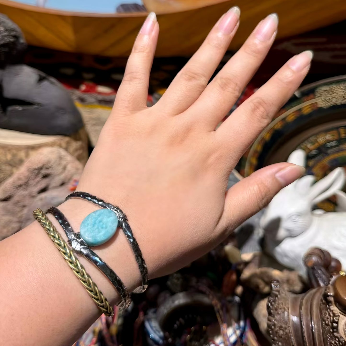 Find Your Way – Amazonite Steel Bangle