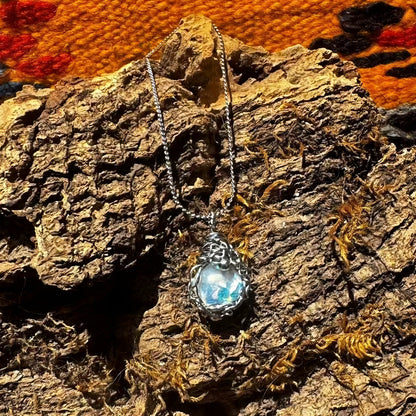 The Energy of Mother-of-Pebble Opal Mini Steel Pendant Necklace