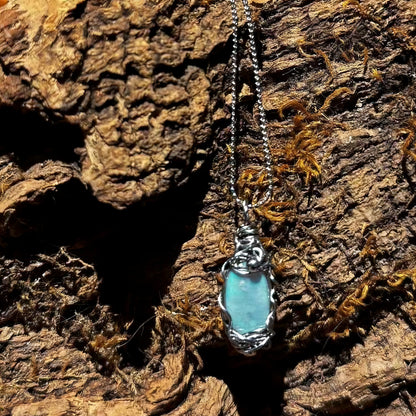 The Energy of Mother-of-Pebble Opal Mini Steel Pendant Necklace