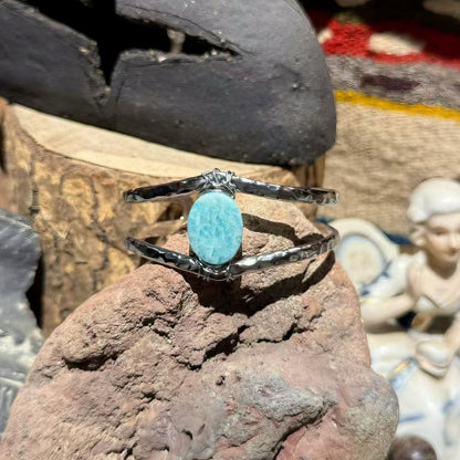 Find Your Way – Amazonite Steel Bangle